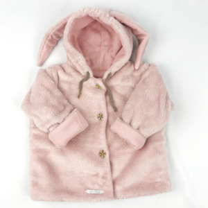 Abrigo para bebé con orejas rosa
