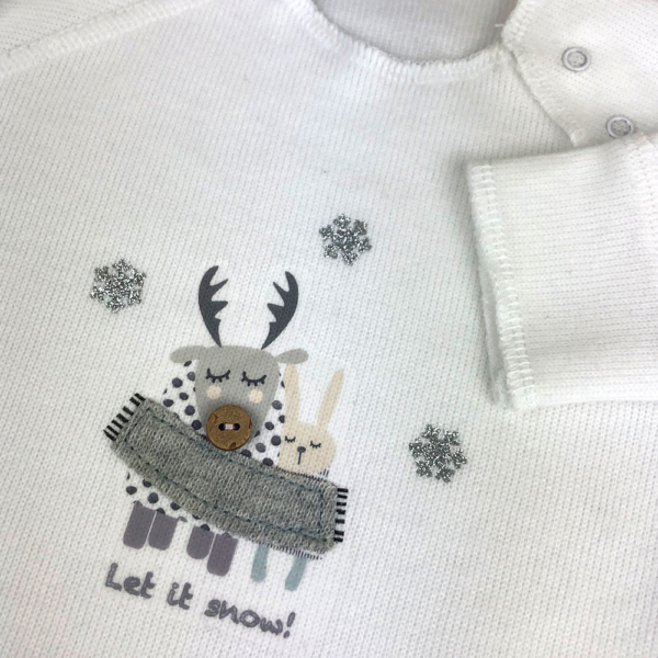 Pelele snow gris detalle