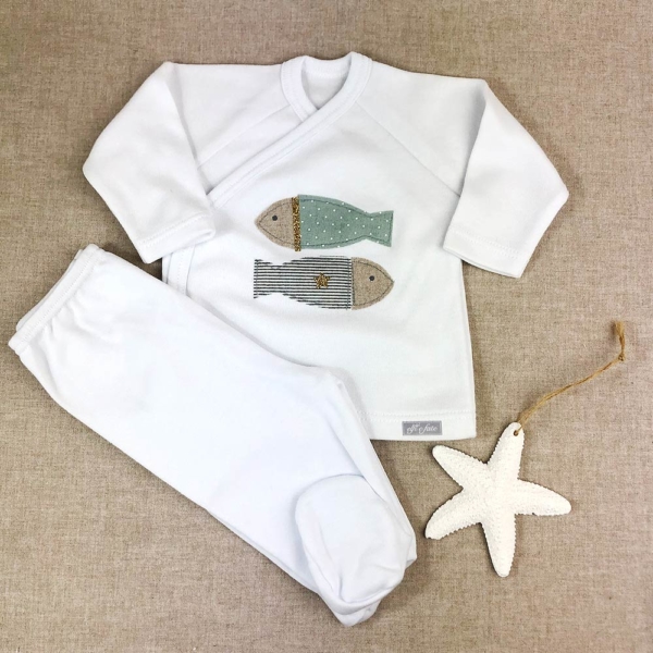 Conjunto para bebé de algodón 100% Marina