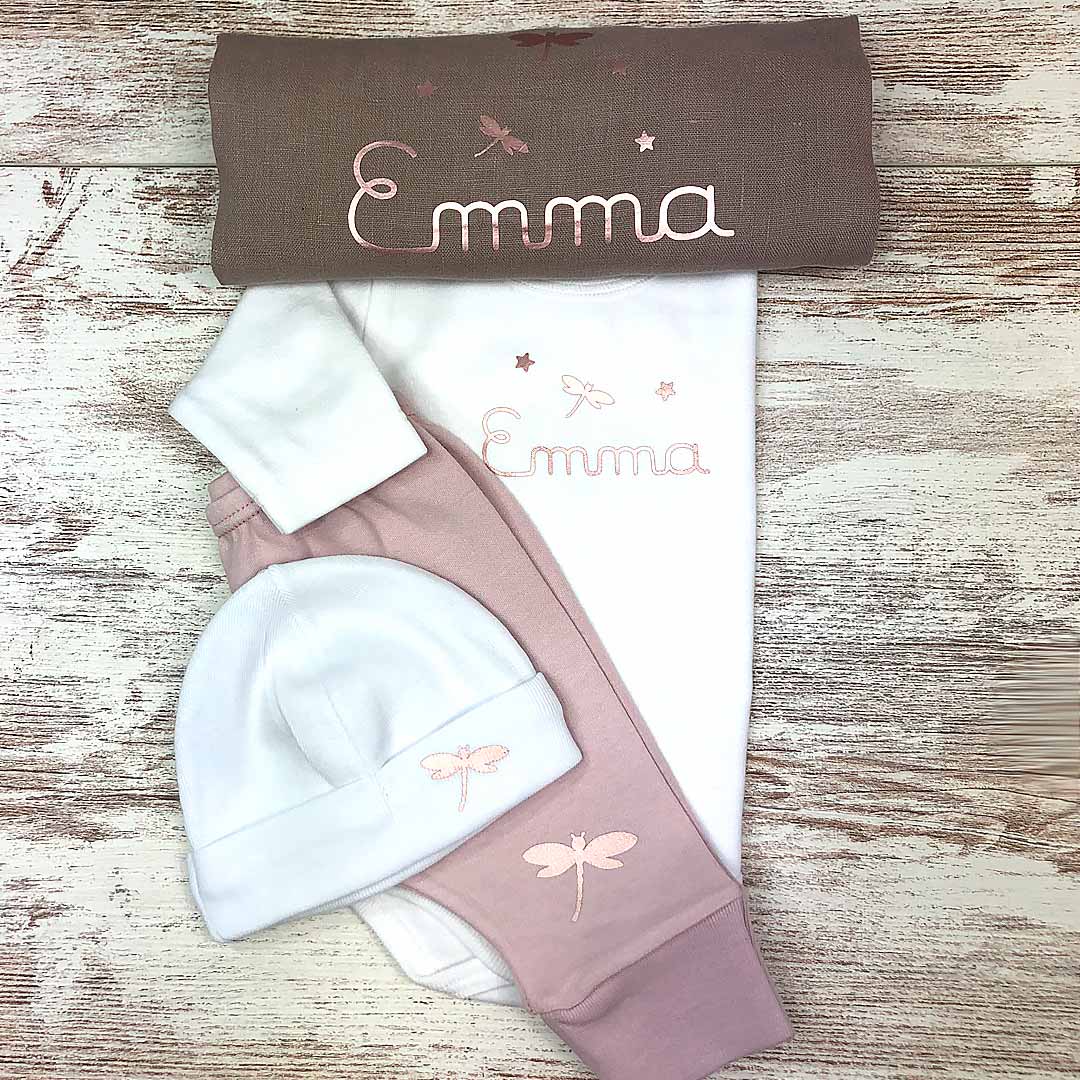 Canastilla personalizada para bebé, set personalizado de body, pantalón bolsa personalizada - Elfi Fate