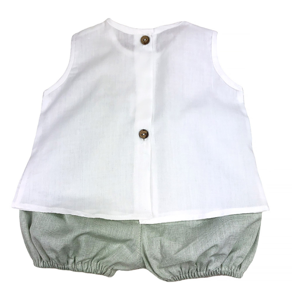 Conjunto de camisa Ibiza de batista sin mangas y bloomer - Imagen 4