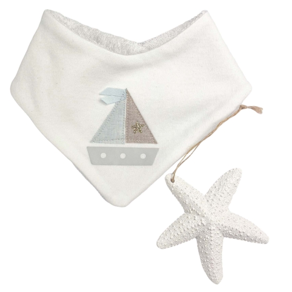 Babero bandana de algodón forrado en rizo absorbente Náutica - Imagen 2